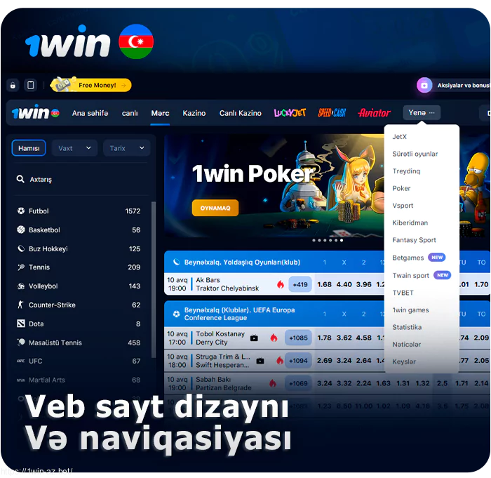 1Win veb saytında necə naviqasiya etmək olar