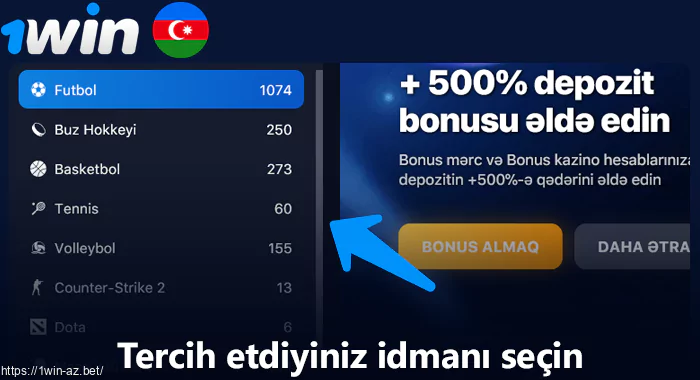 1Win yan menyusunda idman seçin