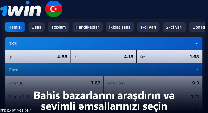 1Win-də idman tədbiri üçün əmsalları seçin